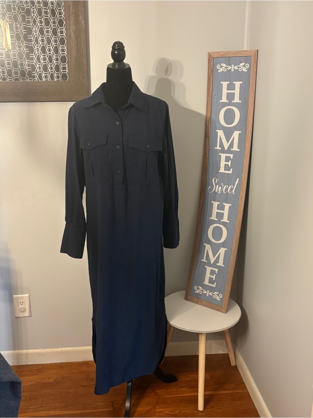Banana Republic Utility Shirt Dress Size Medium Long Sleeve Button Blue